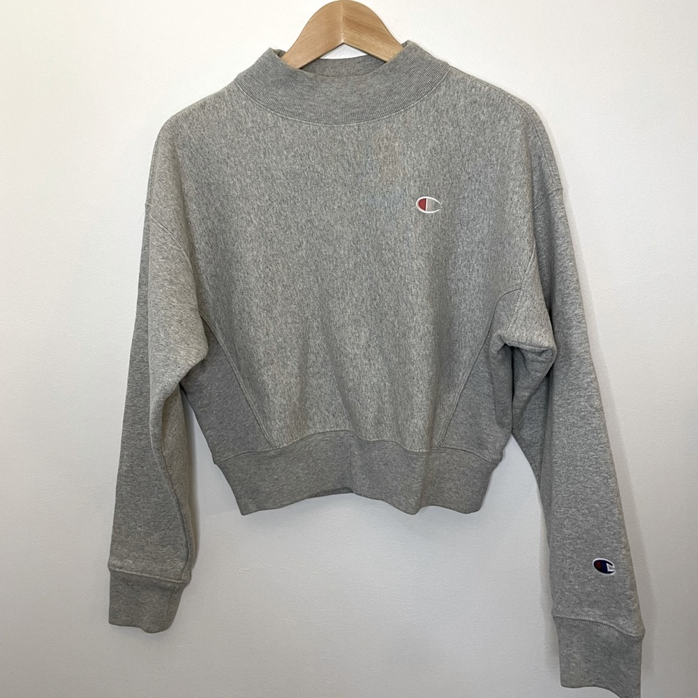 Grey Cropped Champion Sweatshirt